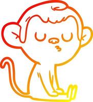 warm gradient line drawing cartoon monkey vector