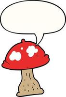 cartoon mushroom and speech bubble vector