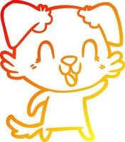 warm gradient line drawing laughing cartoon dog vector