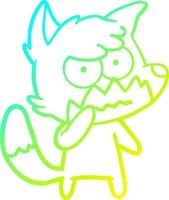 cold gradient line drawing cartoon annoyed fox vector