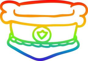 rainbow gradient line drawing cartoon police hat vector