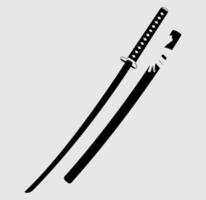 Katana Samurai Sword Silhouette, Ninja Weapon Illustration. vector