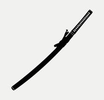 Katana Sword Silhouette, Samurai Blade Weapon Illustration. vector