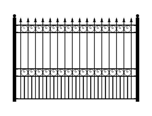 Stell Spike Fence Silhouette, Metal door Entrance Illustration.