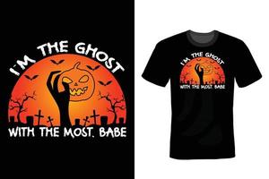 diseño de camiseta de halloween, vintage, tipografía vector