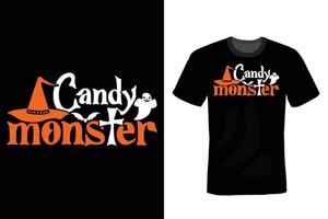 diseño de camiseta de halloween, vintage, tipografía vector