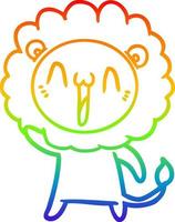 rainbow gradient line drawing happy cartoon lion vector