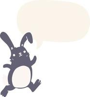 cartoon rabbit running and speech bubble in retro style vector