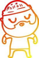 warm gradient line drawing cute cartoon man with beard vector