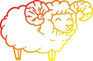 warm gradient line drawing cartoon ram vector