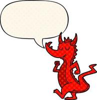 cartoon cute dragon and speech bubble in comic book style vector