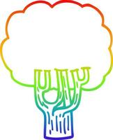 rainbow gradient line drawing cartoon blooming tree vector