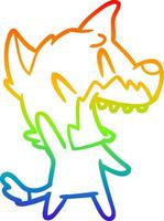 rainbow gradient line drawing laughing fox cartoon vector