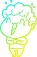 cold gradient line drawing cartoon happy man vector