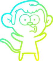 cold gradient line drawing cartoon surprised monkey vector