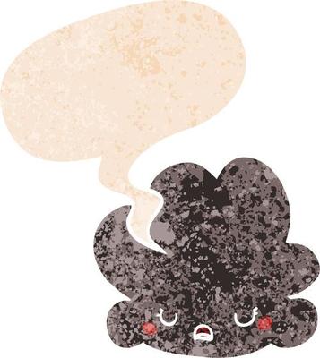 cartoon cloud and speech bubble in retro textured style