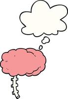 cartoon brain and thought bubble vector