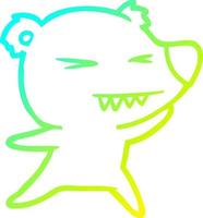 cold gradient line drawing angry polar bear cartoon vector