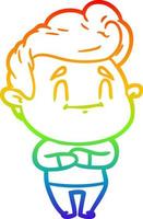 rainbow gradient line drawing happy cartoon man vector