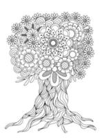 Flowers Tree for Adult Coloring Pages