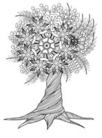 Flowers Tree for Adult Coloring Pages vector