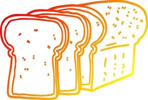 warm gradient line drawing cartoon sliced bread vector