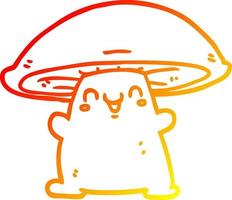 warm gradient line drawing cartoon mushroom character vector