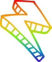 rayo de dibujos animados de dibujo de línea de gradiente de arco iris vector