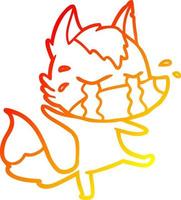 warm gradient line drawing cartoon crying wolf vector