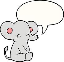 cute cartoon elephant and speech bubble vector