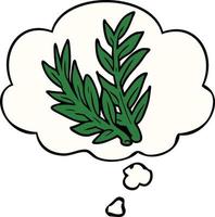 cartoon plant and thought bubble vector