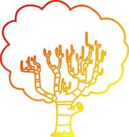 warm gradient line drawing cartoon tree vector