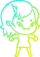 cold gradient line drawing cartoon friendly vampire girl vector