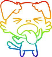 rainbow gradient line drawing cartoon disgusted dog vector