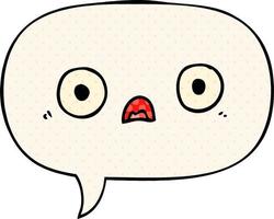 cute cartoon face and speech bubble in comic book style vector