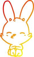 warm gradient line drawing curious bunny cartoon vector