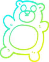 cold gradient line drawing cartoon teddy bear vector