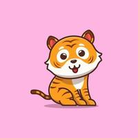 Little Tiger Cartoon Icon Illustration vector