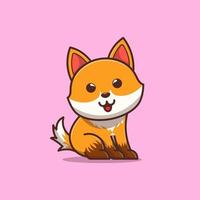 Little Fox Cartoon Icon Illustration vector