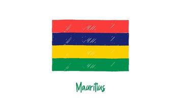 Mauritius Flag Marker or Pencil Sketch Illustration Vector