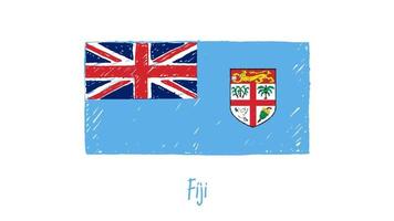 Fiji Flag Marker or Pencil Sketch Illustration Vector