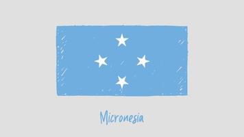 Marcador de bandera de Micronesia o vector de ilustración de dibujo a lápiz