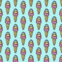 seamless ice cream pattern. vector doodle illustration with ice cream icon. pattern with ice cream