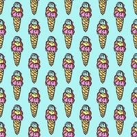 seamless ice cream pattern. vector doodle illustration with ice cream icon. pattern with ice cream