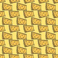 seamless cheese pattern. Doodle vector pattern with cheese icons. Colored cheese background