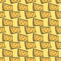 seamless cheese pattern. Doodle vector pattern with cheese icons. Colored cheese background