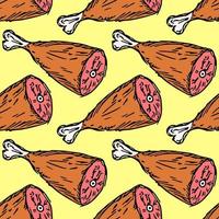 seamless meat pattern. vector doodle illustration with meat icon. pattern with meat