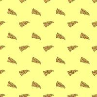 Seamless pizza pattern. Colored pizza background. Doodle vector pizza illustration