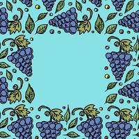 Seamless grape pattern with place for text. Doodle vector with grape icons. Vintage grape pattern