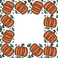 Pumpkin pattern with place for text. Seamless doodle vector with pumpkin icons. Vintage pumpkins pattern